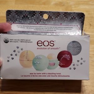 EOS 3 pack lip balm with bejeweled stickers